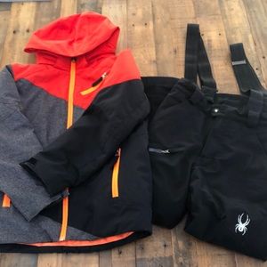 Spyder Size 10 Ski / Snow Jacket and Pants With Suspenders